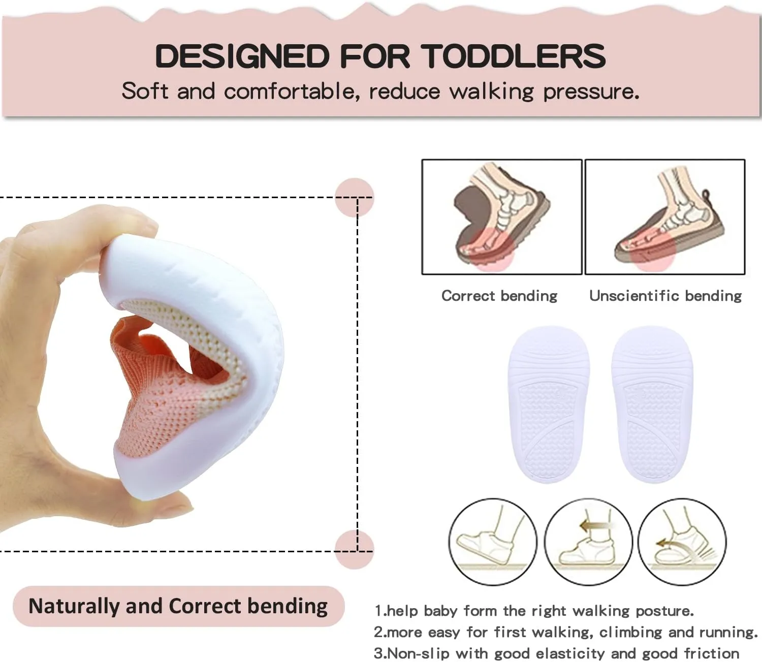 Baby Shoes Boys Girls Breathable Mesh First Walking Shoes Kids Lightweight Toddler Slip On Indoor Floor Slipper Cotton Sneakers