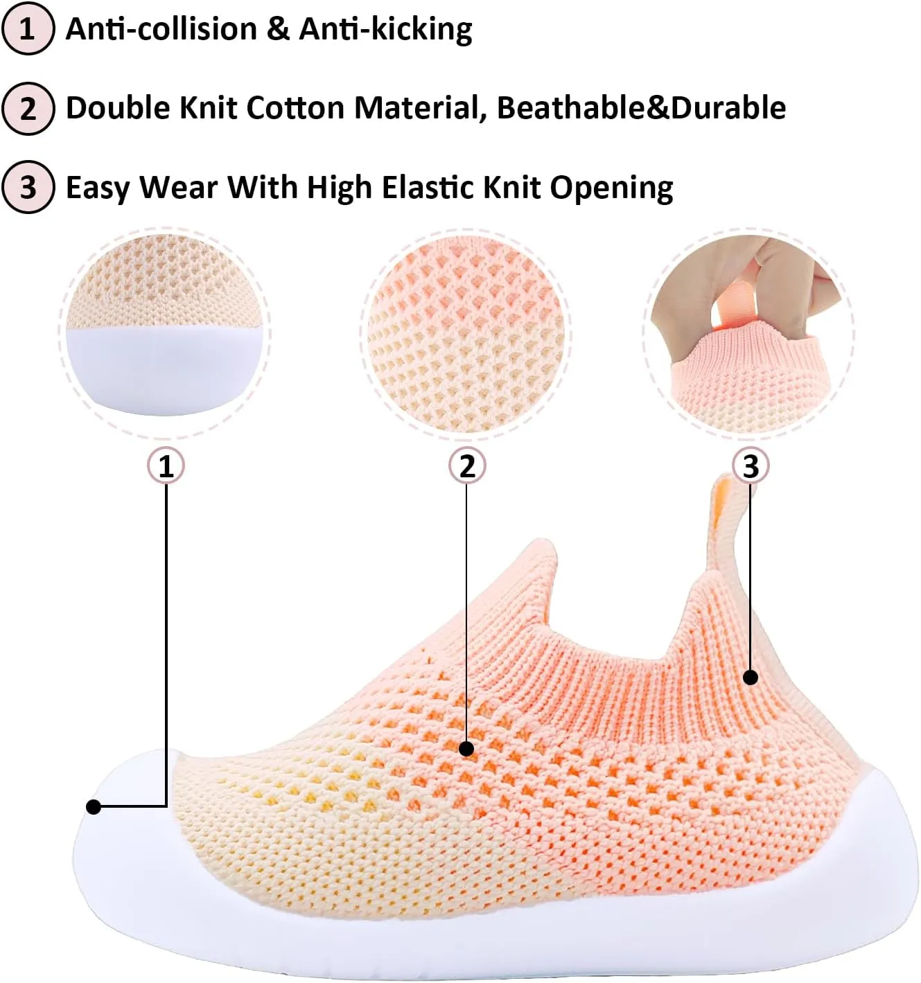 Baby Shoes Boys Girls Breathable Mesh First Walking Shoes Kids Lightweight Toddler Slip On Indoor Floor Slipper Cotton Sneakers