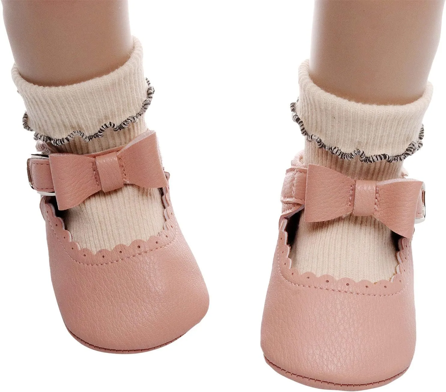 Baby Shoes Boys Girls Infant Sneakers Infant Girls Single Shoes Bowknot First Walkers Shoes Buckle Non-SIip