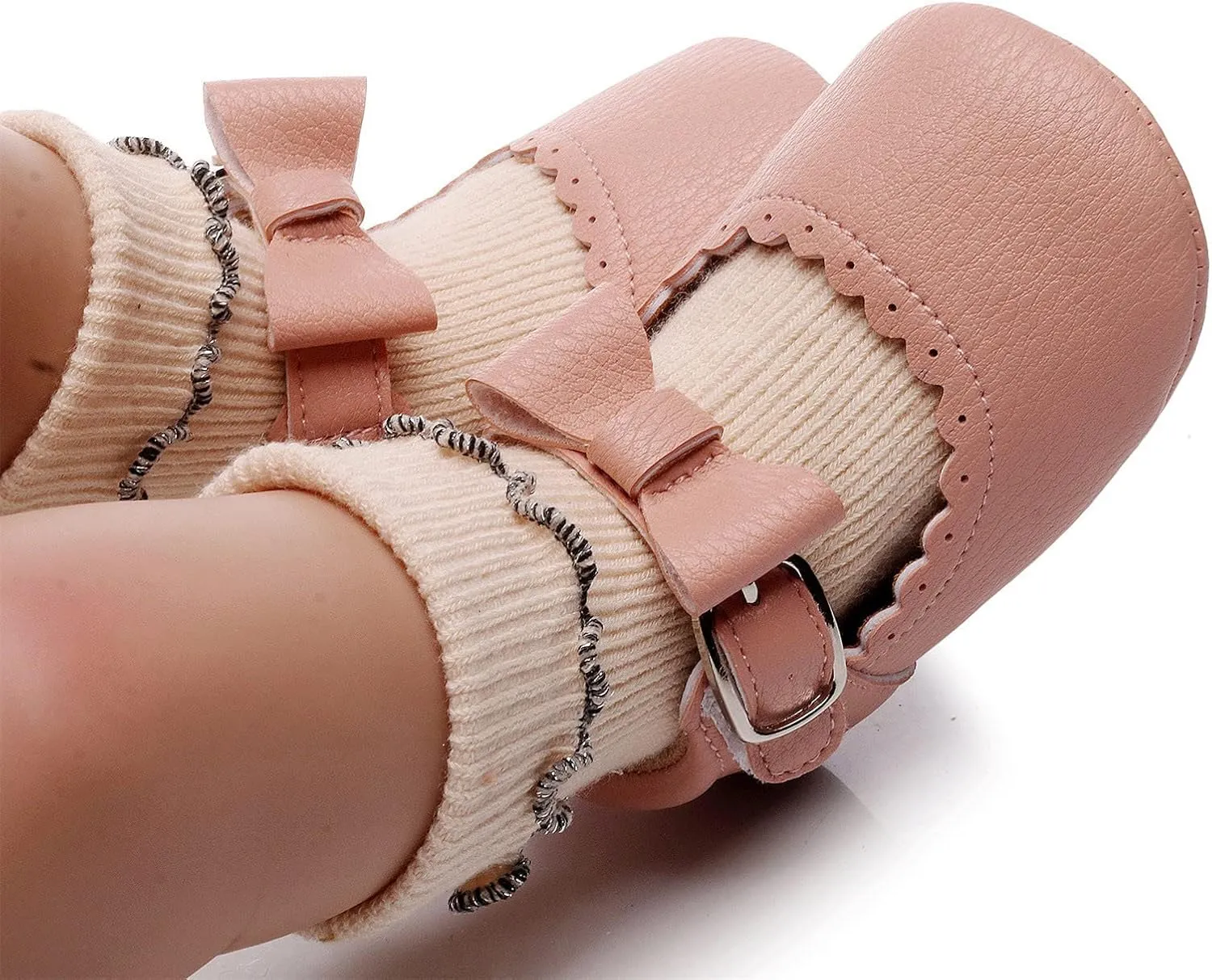 Baby Shoes Boys Girls Infant Sneakers Infant Girls Single Shoes Bowknot First Walkers Shoes Buckle Non-SIip