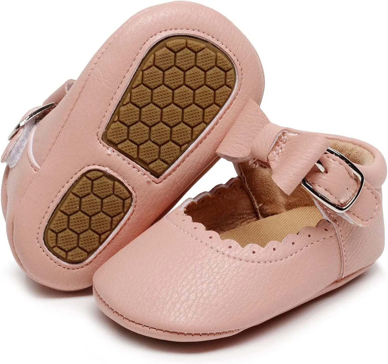 Baby Shoes Boys Girls Infant Sneakers Infant Girls Single Shoes Bowknot First Walkers Shoes Buckle Non-SIip