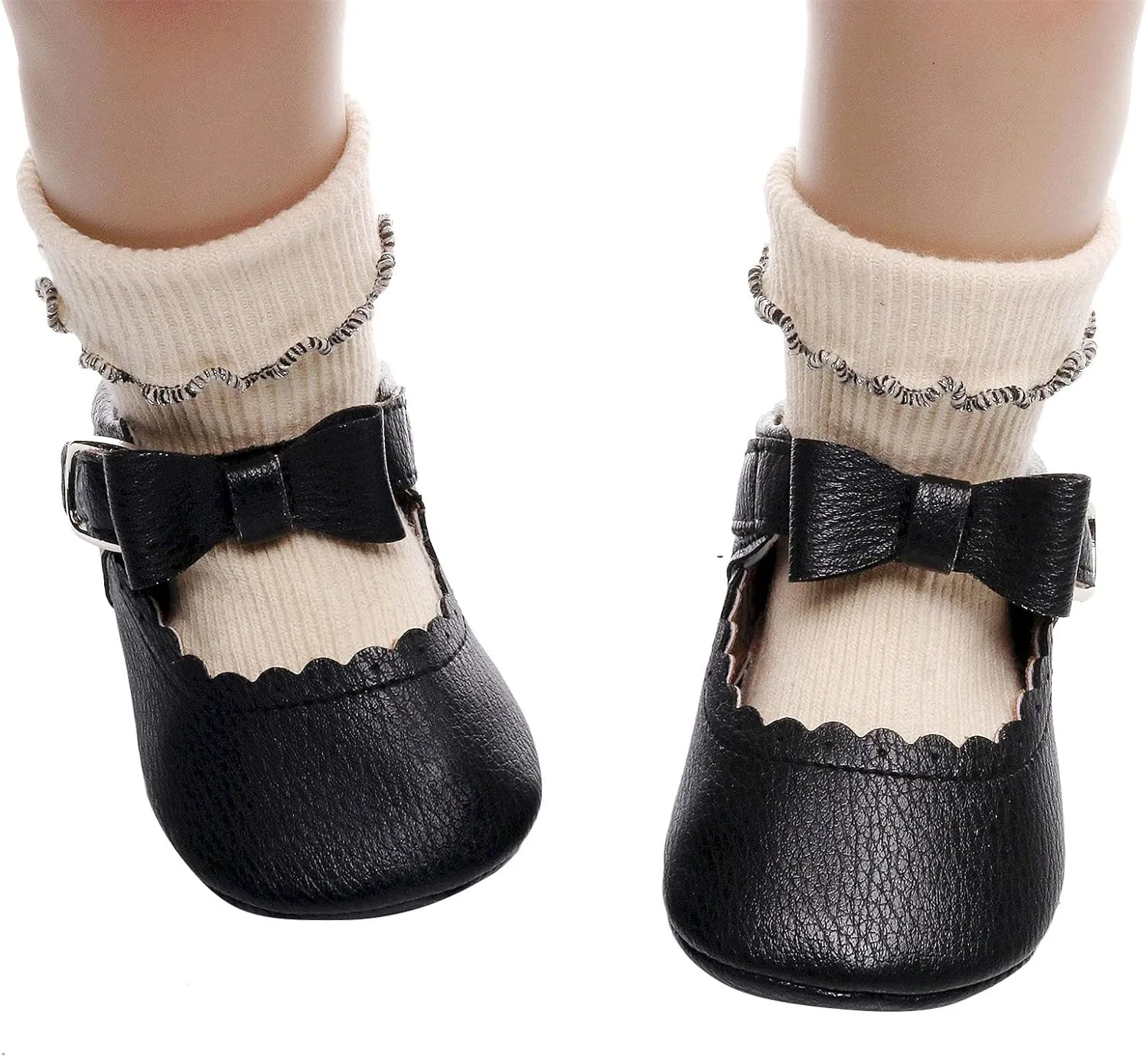 Baby Shoes Boys Girls Infant Sneakers Infant Girls Single Shoes Bowknot First Walkers Shoes Buckle Non-SIip