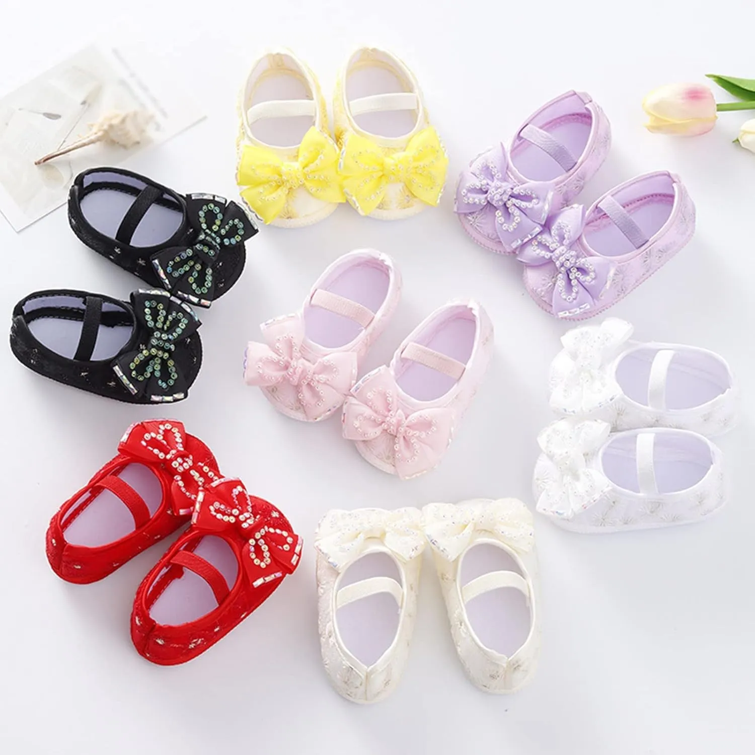 Baby Shoes Fashion Soft Sole Toddler Shoes Pearl Dress Flower Princess Shoes Toddler Shoes Baby Snow Boots (White, 4.5 Infant)