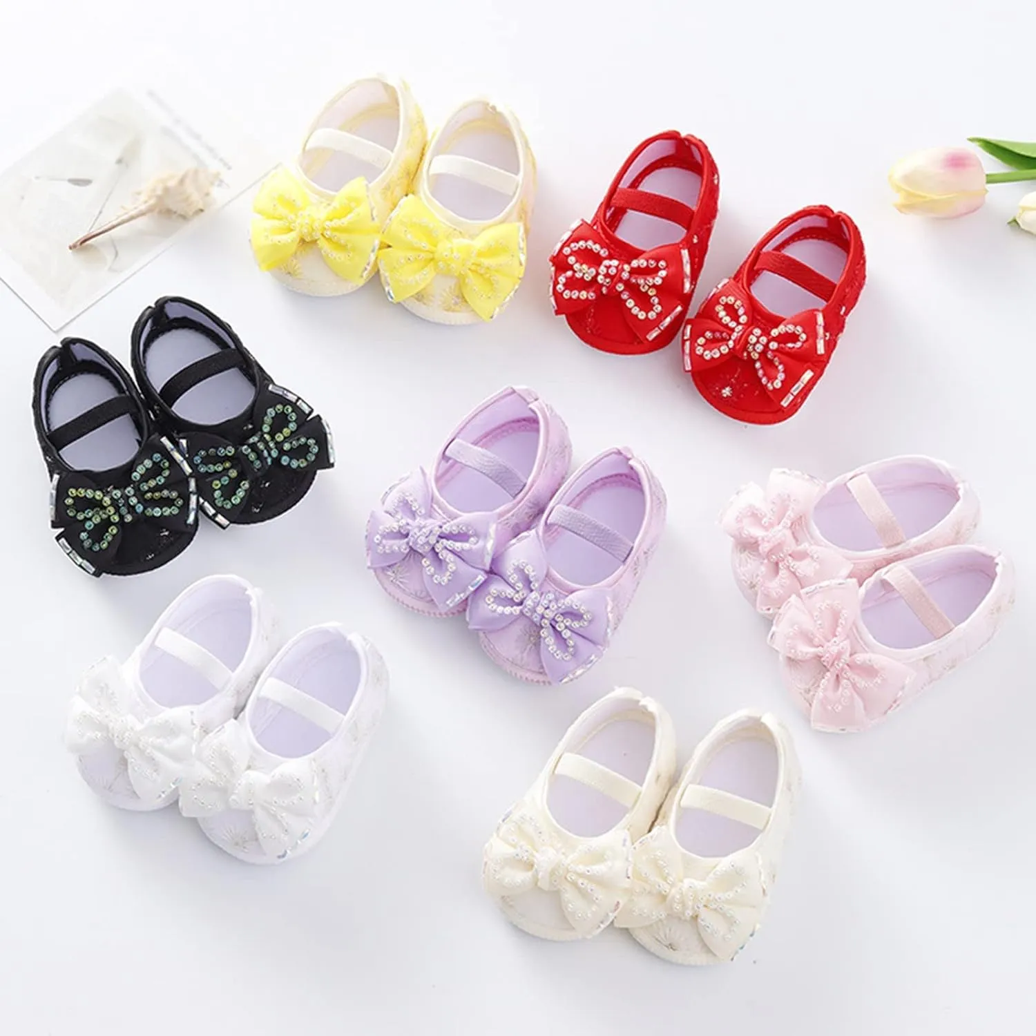 Baby Shoes Fashion Soft Sole Toddler Shoes Pearl Dress Flower Princess Shoes Toddler Shoes Baby Snow Boots (White, 4.5 Infant)