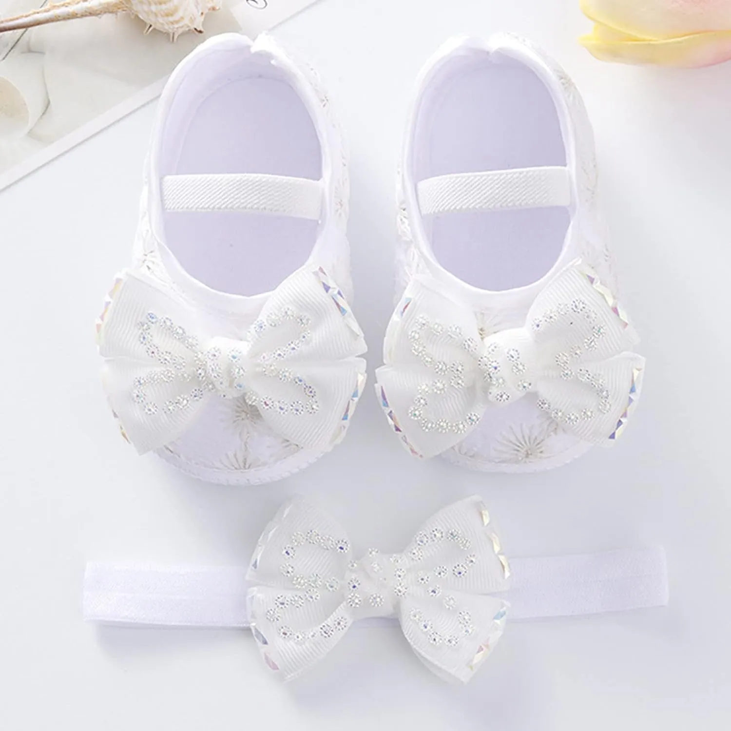 Baby Shoes Fashion Soft Sole Toddler Shoes Pearl Dress Flower Princess Shoes Toddler Shoes Baby Snow Boots (White, 4.5 Infant)