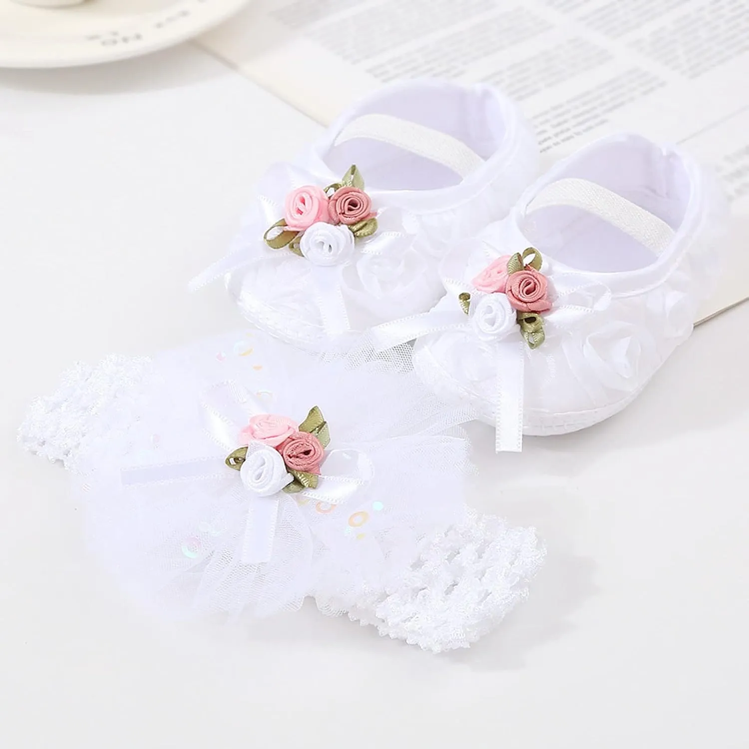 Baby Shoes Plus Headband Set Cute Baby Princess Shoes with Dress Shoes Toddler Shoes Shoes for Kids Girls