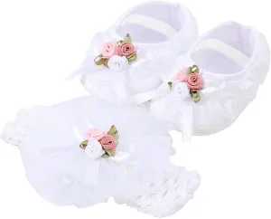 Baby Shoes Plus Headband Set Cute Baby Princess Shoes with Dress Shoes Toddler Shoes Shoes for Kids Girls