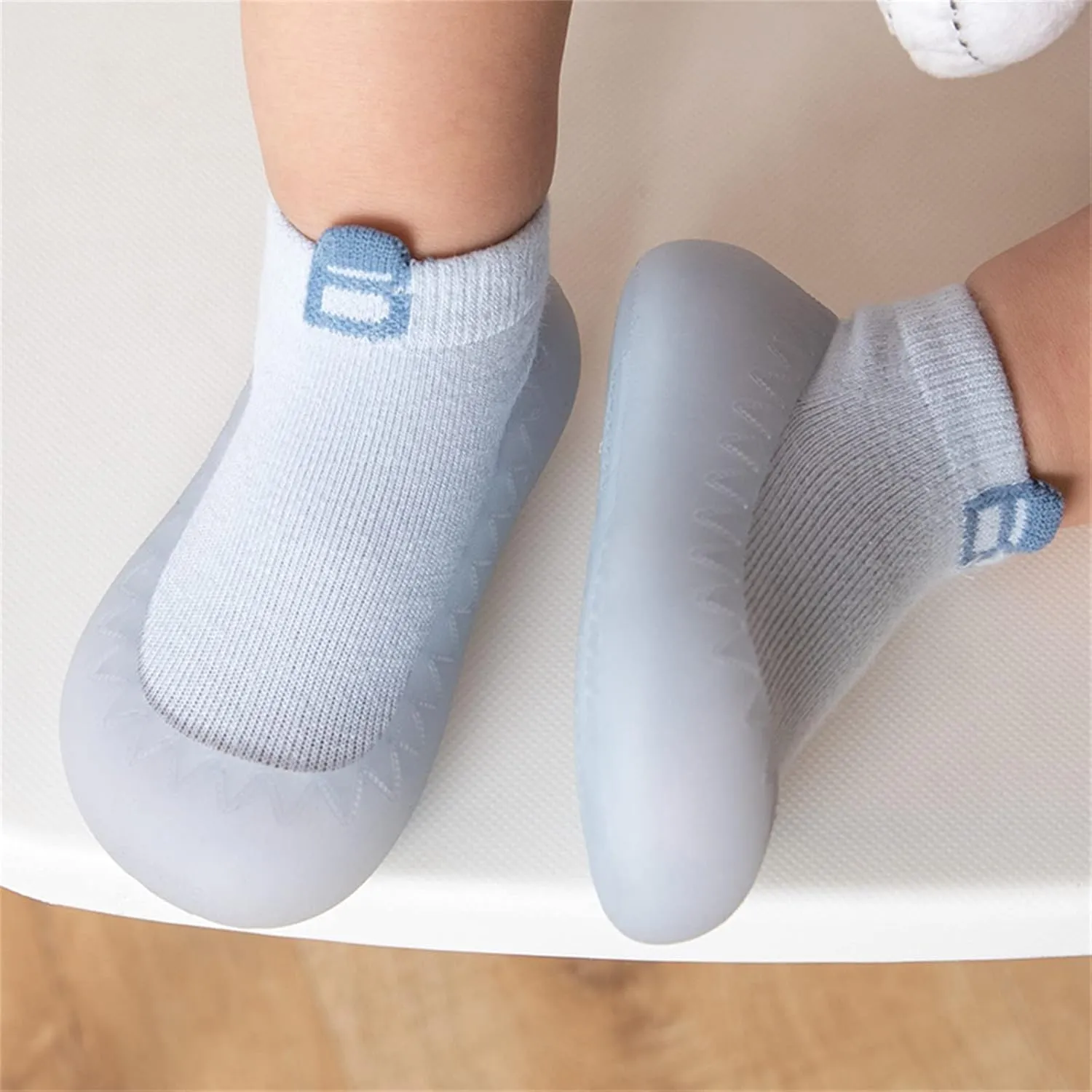 Baby Sock Shoes Infant Boys Girls Socks Shoes Toddler Fleece Warm Floor Socks Non Slip Prewalker Shoes White Shoes B