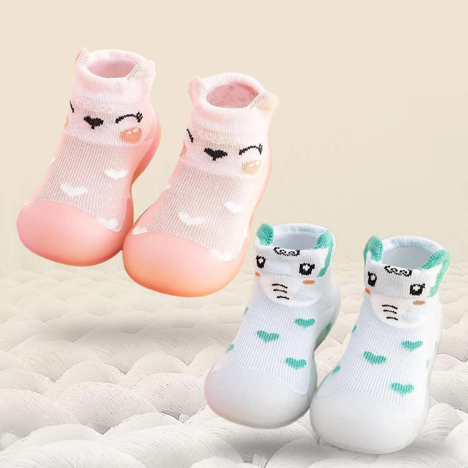 Baby Sock Shoes Toddler Walking Shoes Infant Non-Slip Breathable Slippers Soft Rubber Sole Slip On Sneakers