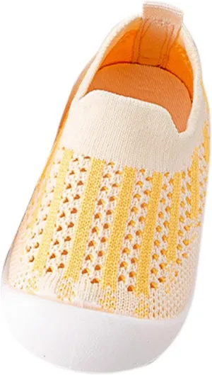 Baby Toddler First Walking Non-Skid Shoes Infant Boys Girls Soft Sole Summer Breathable Knitted Mesh Socks Shoes Slip-on Slippers (Yellow, 9 Months)