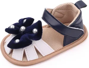 Baby Toddler Sandals Infant Girls Boys Shoes First Walkers Prewalkers Bow Soft Sole Flat Sandals (Blue, 4.5 Infant)