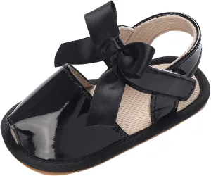 Baby Toddler Sandals Infant Girls Boys Shoes First Walkers Soft Anti-Slip Sole Flat Sandals Cute (Black, 4 Infant)