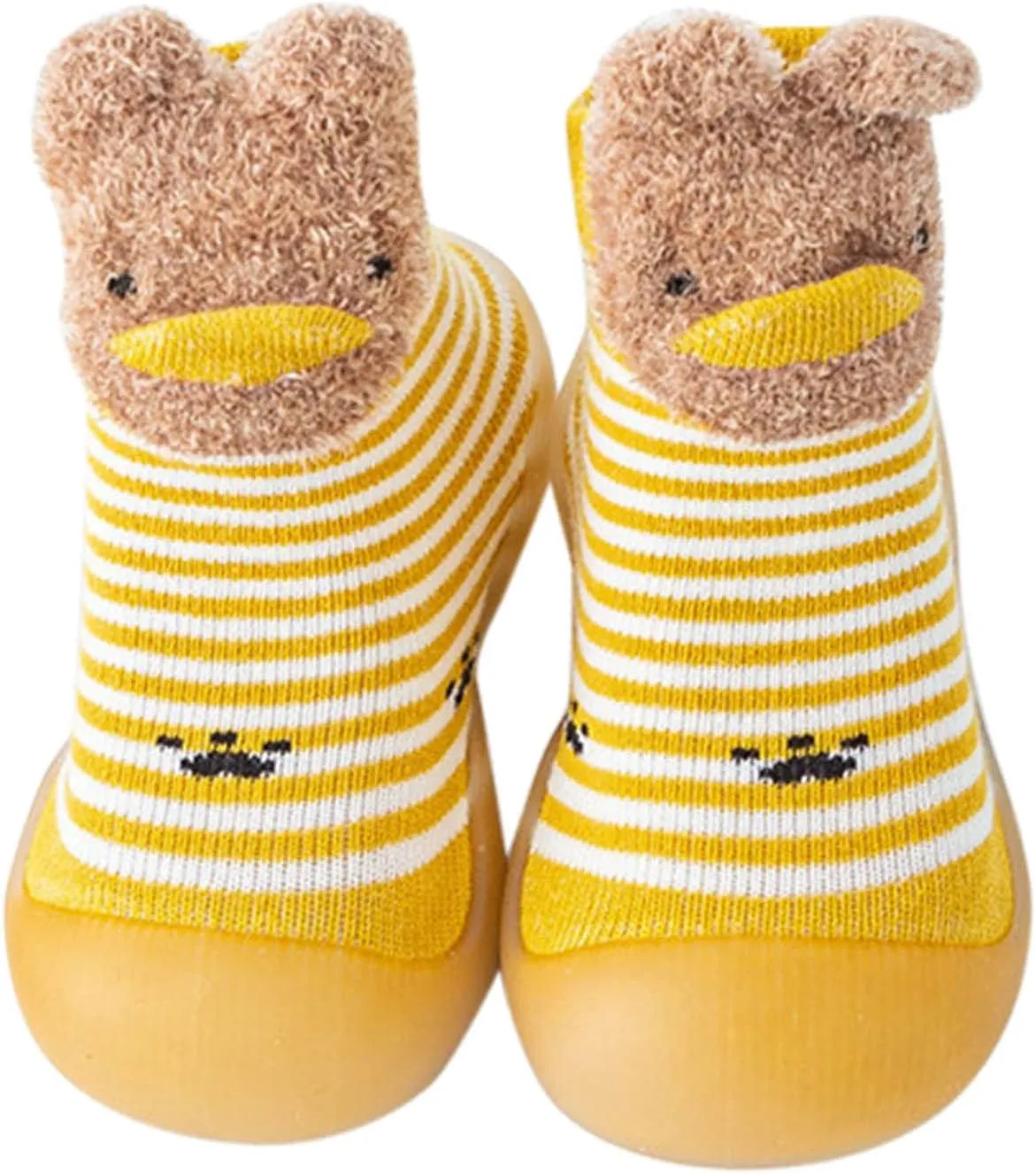 Baby Toddler Sock Shoes Non-Skid Slipper Soft Sole Breathable Cotton Spring Autumn Walking Shoes for Infant Girls Boys (Yellow-01, 18-24Months)
