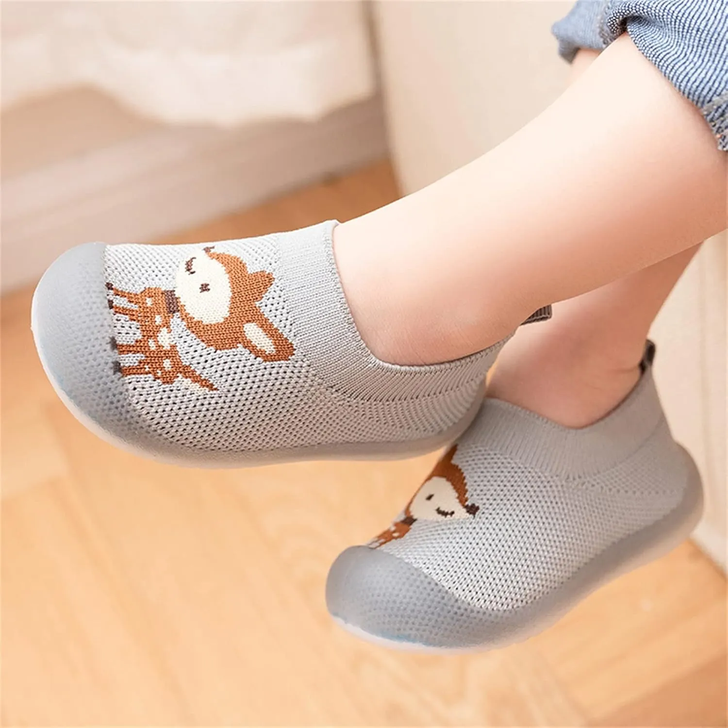 Baby Walking Shoes Toddler First Walking Non-Slip Soft Sole Slip-On Sneakers Casual Mesh Lightweight Sock Shoes