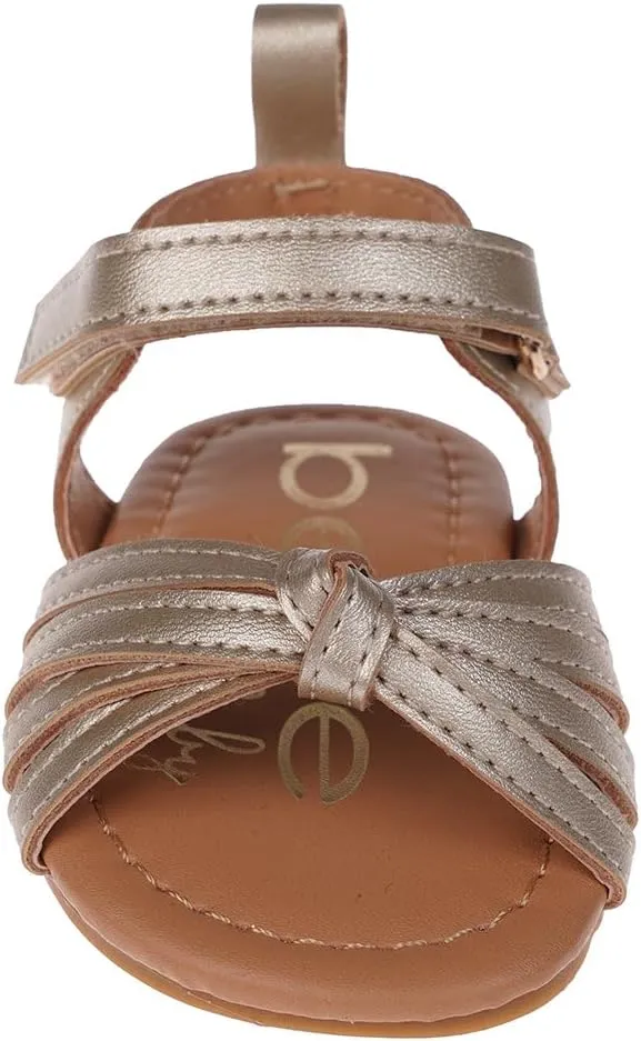 bebe Girl's Infant Flat Shoes - Flats with Metallic Shimmer, Glitter and Rhinestone For Infants