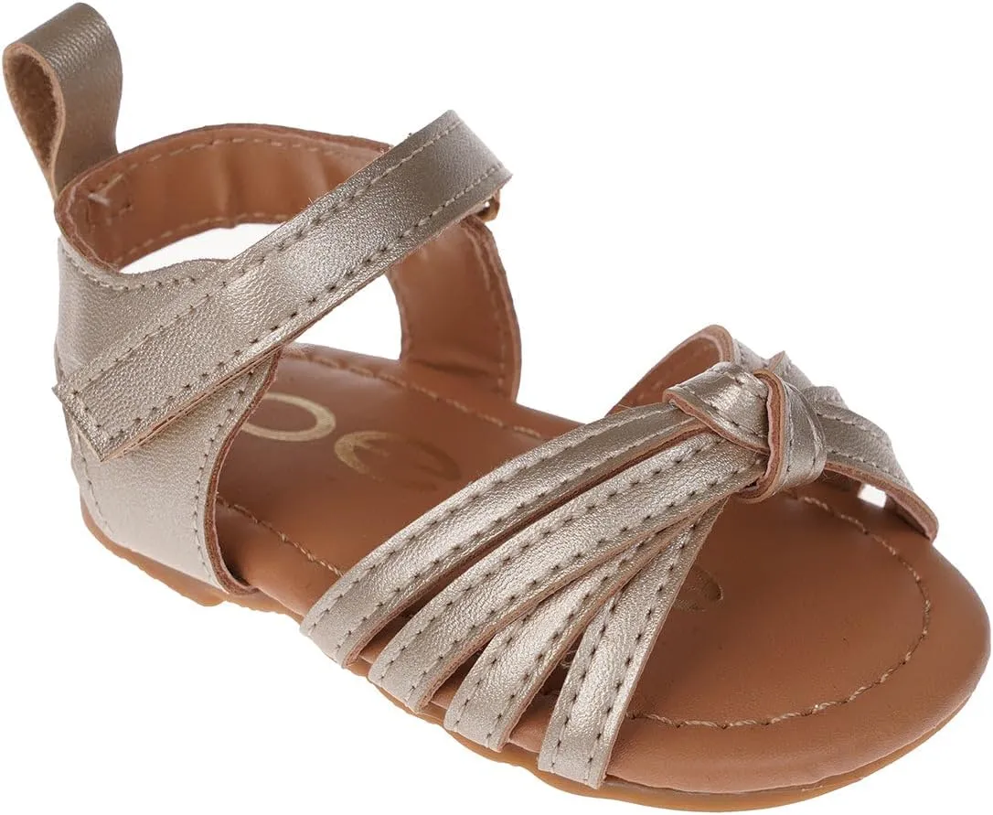 bebe Girl's Infant Flat Shoes - Flats with Metallic Shimmer, Glitter and Rhinestone For Infants