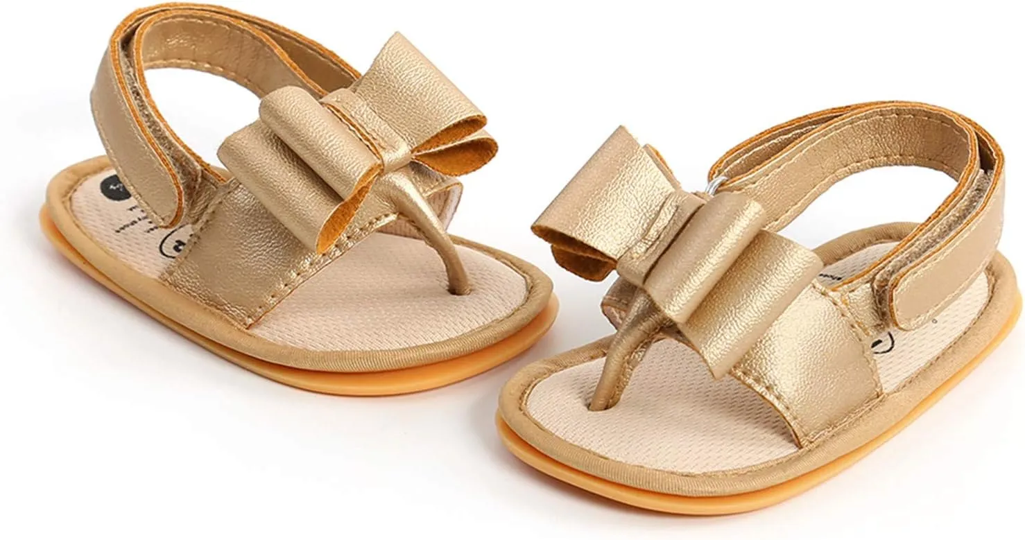 Big Girls Size 5 Sandals Rubber Bow Shoes Walking Soft Flat Non-Slip Sole Baby Sandals Boys Baby Booties Snaps