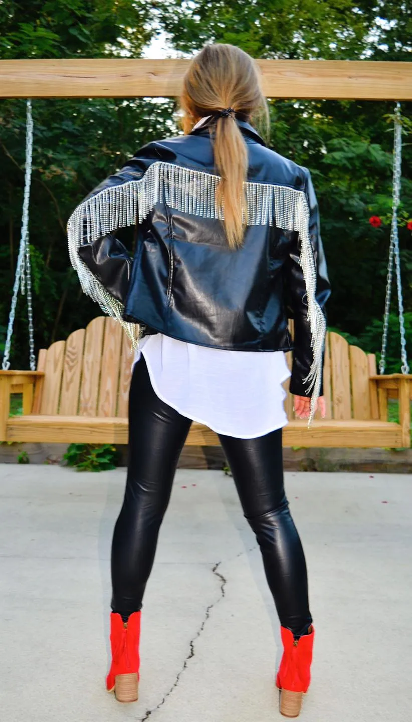 Booty Pump Faux Leather Skinny Leggings - Blue B