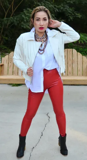 Booty Pump Faux Leather Skinny Leggings - Blue B