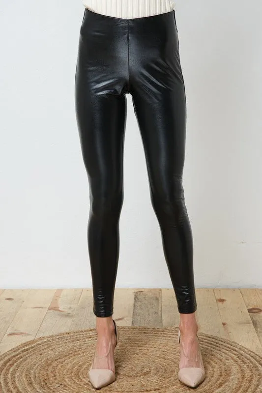 Booty Pump Faux Leather Skinny Leggings - Blue B