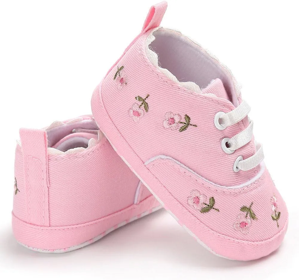 Boys Dress Shoes Size 4 Baby Girls Sole Infant Crib Shoes Floral Canvas Soft Anti-Slip Walking Sneakers Baby