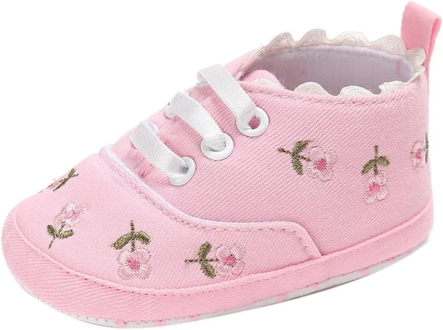 Boys Dress Shoes Size 4 Baby Girls Sole Infant Crib Shoes Floral Canvas Soft Anti-Slip Walking Sneakers Baby