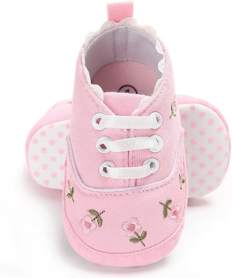 Boys Dress Shoes Size 4 Baby Girls Sole Infant Crib Shoes Floral Canvas Soft Anti-Slip Walking Sneakers Baby