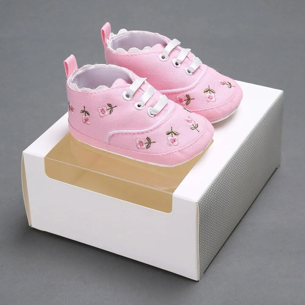 Boys Dress Shoes Size 4 Baby Girls Sole Infant Crib Shoes Floral Canvas Soft Anti-Slip Walking Sneakers Baby