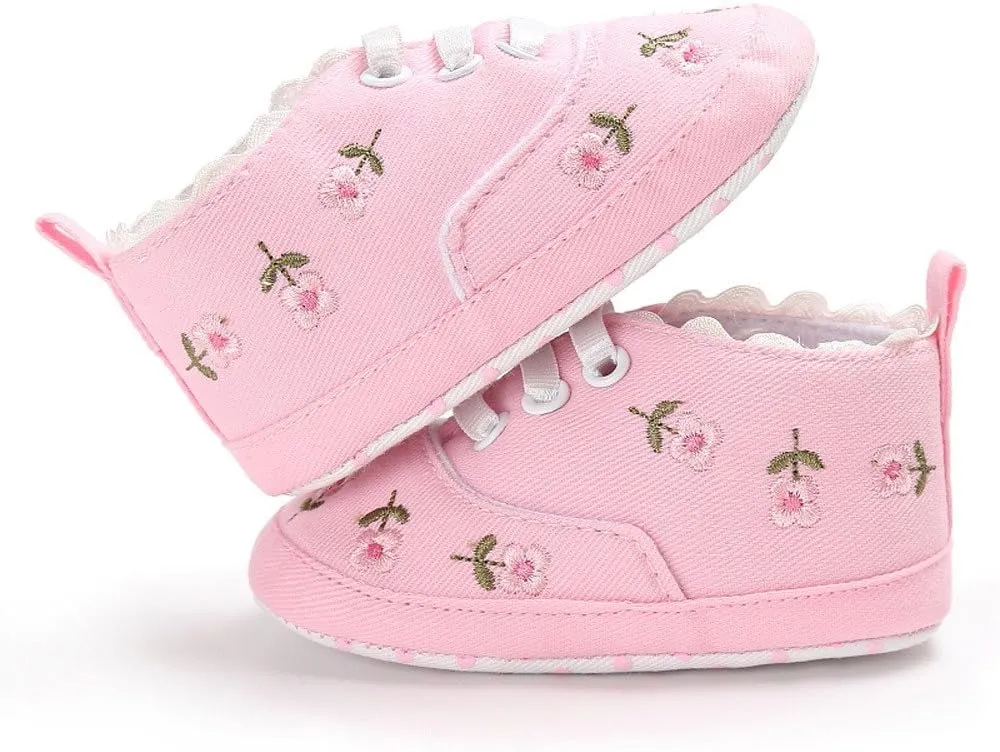 Boys Dress Shoes Size 4 Baby Girls Sole Infant Crib Shoes Floral Canvas Soft Anti-Slip Walking Sneakers Baby