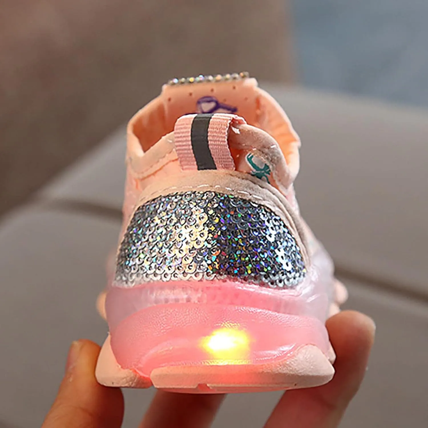 Boys Girls Butterfly Prints LED Light Shoes Daddy Shoes Lacing Breathable Mesh Soft Soles Kids Shoes