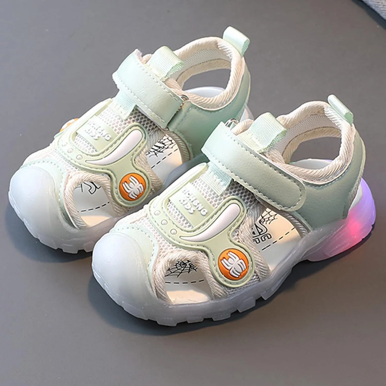 Boys Girls Light Up LED Sandals Kids Baby Fashion Casual Half Open Toe Shiny Shoes Soft Sole Girls Wide Sandals Size 13