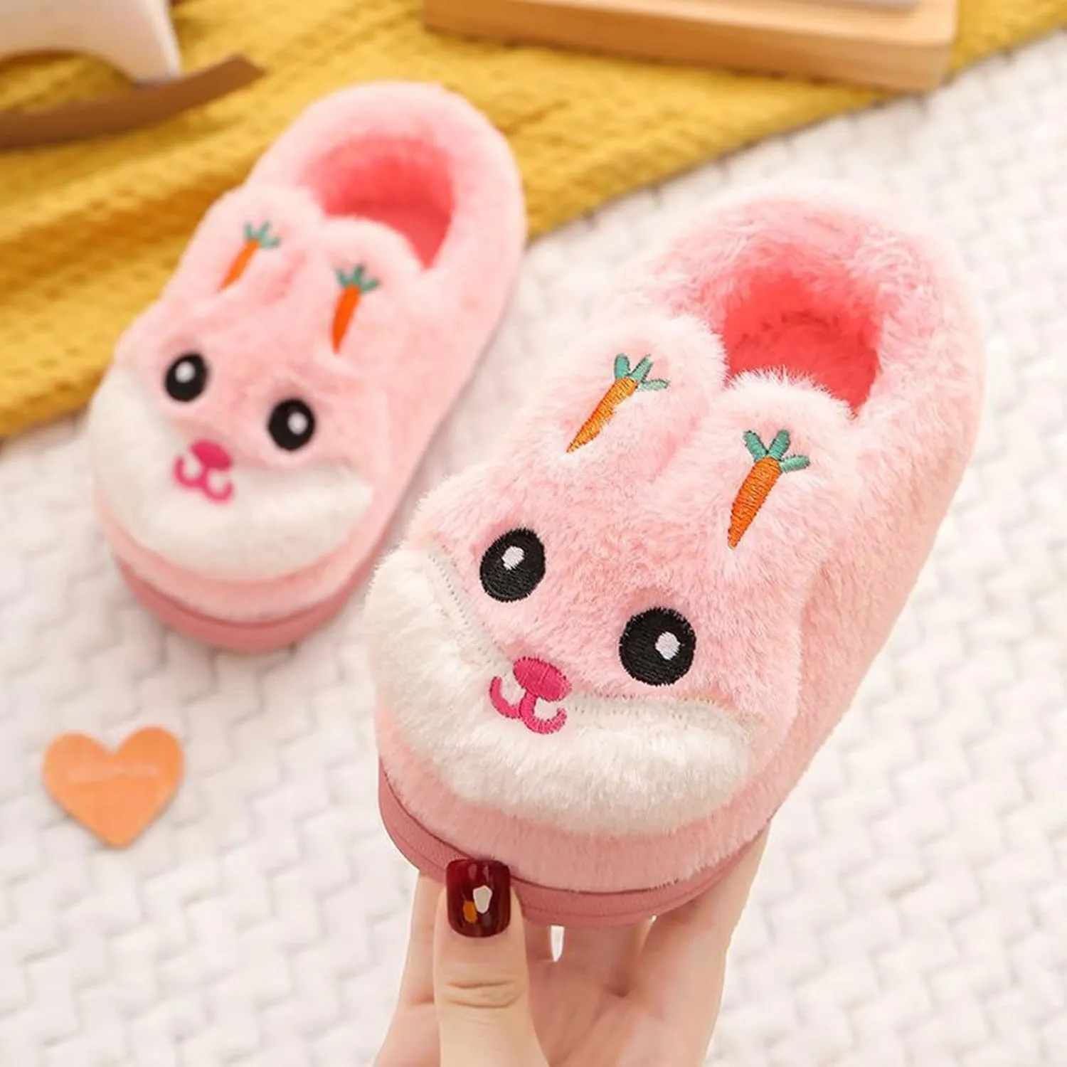 Boys Girls Plush House Slippers Cozy Furry Slippers Winter Warm Fur Lined Indoor House Home Shoes Winter House Shoes