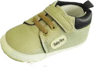 Boy's Non-Slip Rubber Sole Shoes with Strechable Decorative Lace & Adjustable Strap PU Leather Shoes
