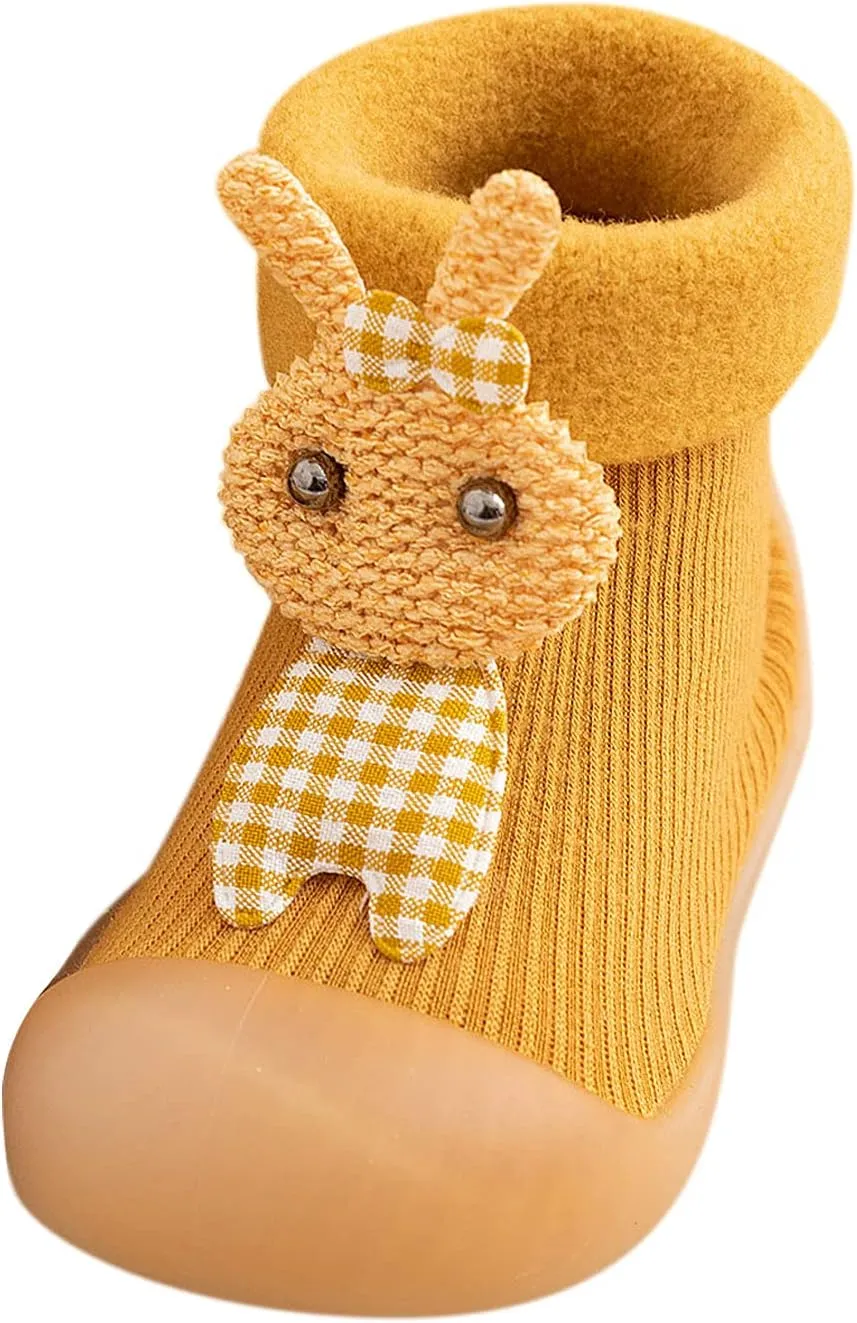 Boys Slip on Shoe Kids Toddler Baby Boys Girls Solid Warm Knit Soft Sole Rubber Shoes Socks Slipper Stocking Infant Wrestling Shoes