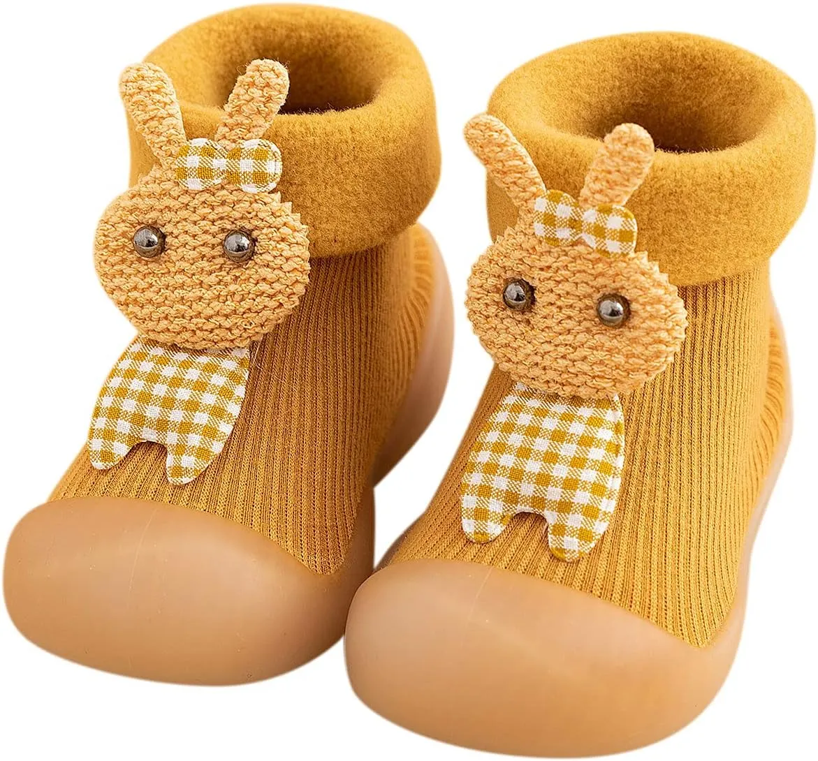 Boys Slip on Shoe Kids Toddler Baby Boys Girls Solid Warm Knit Soft Sole Rubber Shoes Socks Slipper Stocking Infant Wrestling Shoes