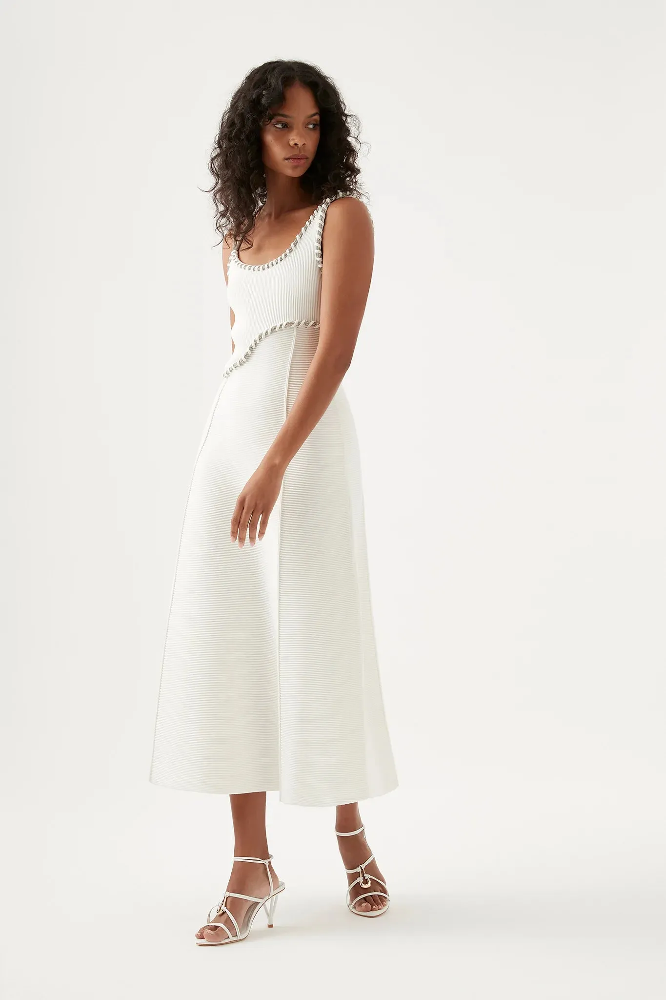 Carve Abstract Knit Midi Dress - Ivory