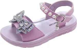 Child and Toddler Baby Girls Shoes Soft Sole Anti Slip Shoes Outdoor Bowknot Sandals Summer (Purple, 34 Big Kids)
