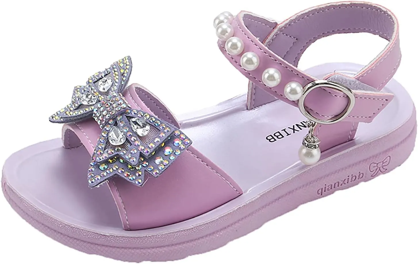 Child and Toddler Baby Girls Shoes Soft Sole Anti Slip Shoes Outdoor Bowknot Sandals Summer (Purple, 34 Big Kids)