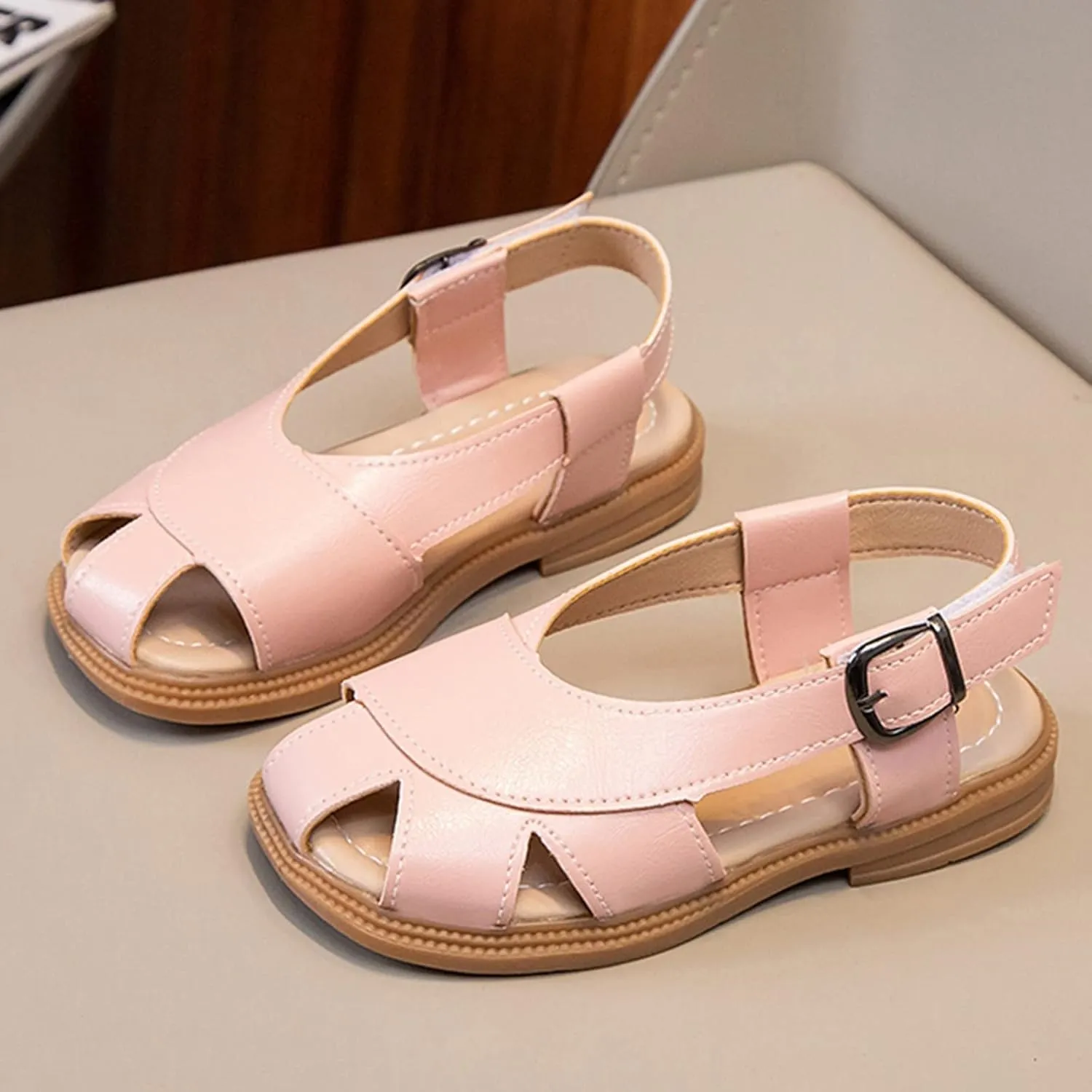 Children Shoes Flat Sandals Hollow Beach Shoes Fashion Soft Sole Girls Boys Casual Sandals Baby Girls Sandals (Pink, 12 Little Child)