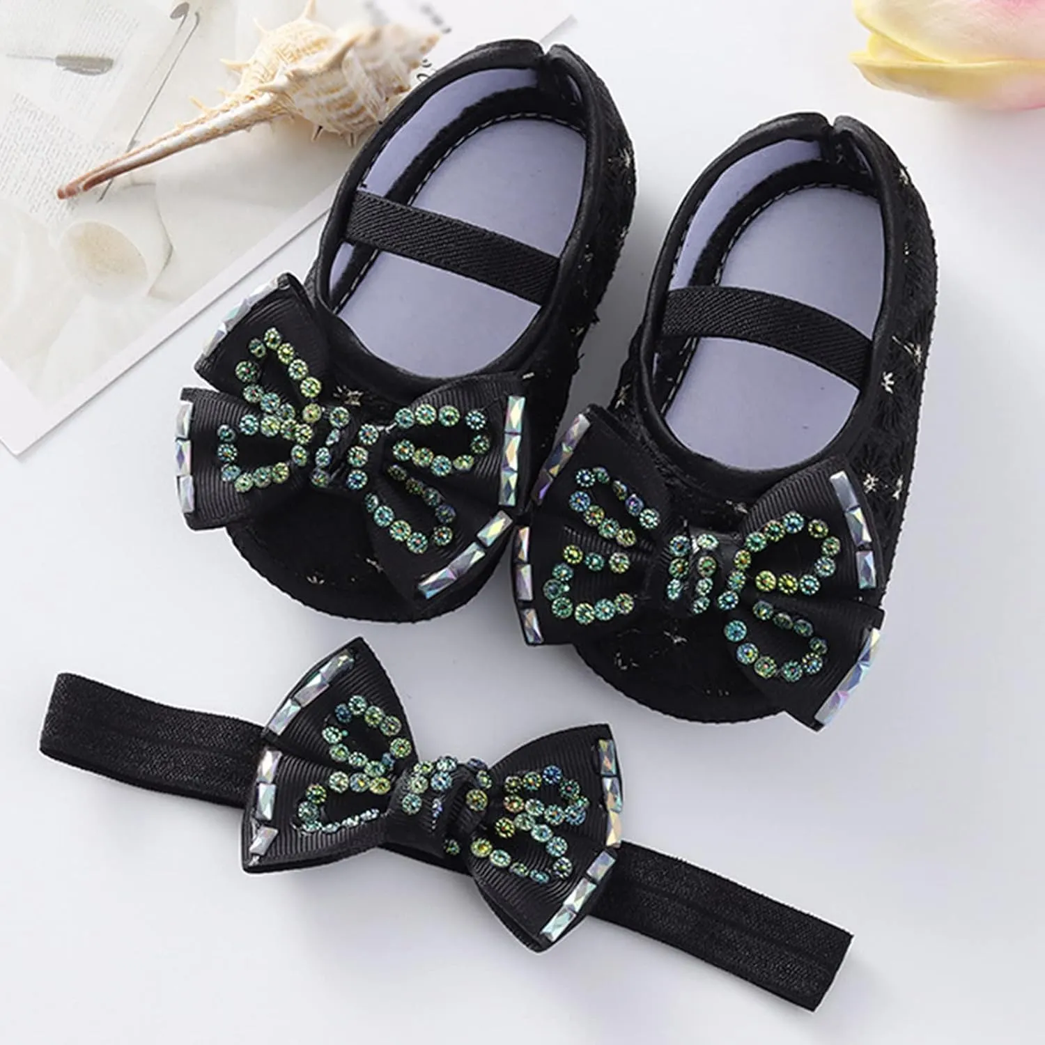 Children Solid Color Sneakers Baby Shoes Fashion Soft Sole Shoes Pearl Dress Flower Princess Shoes Toddler Shoes