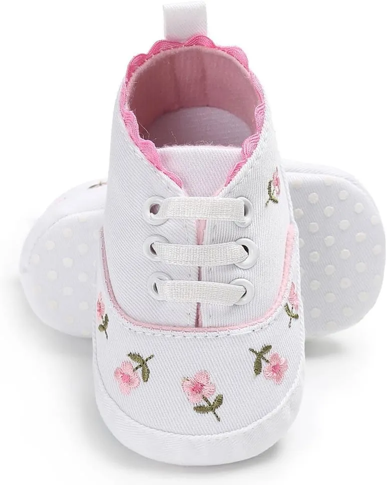 Children Sport Shoes Infant Shoes Crib Sole Sneakers Baby Canvas Anti-Slip Soft Floral Girls Baby Shoes for 0-18Months