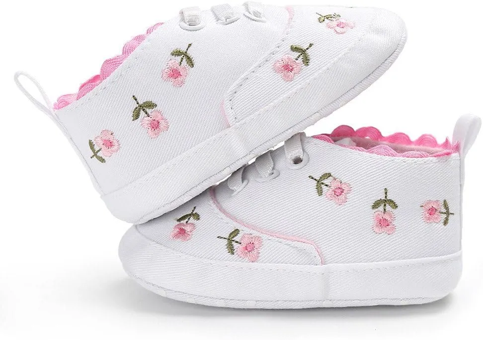 Children Sport Shoes Infant Shoes Crib Sole Sneakers Baby Canvas Anti-Slip Soft Floral Girls Baby Shoes for 0-18Months