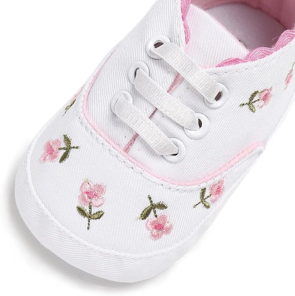 Children Sport Shoes Infant Shoes Crib Sole Sneakers Baby Canvas Anti-Slip Soft Floral Girls Baby Shoes for 0-18Months