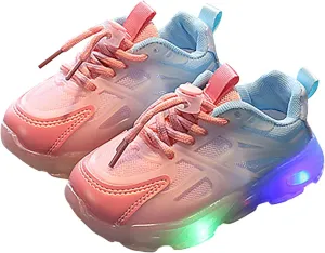 Children's Sneakers Color Gradient LED Light Shoes Dad Shoes Soft Soles Baby Shoes Size 4