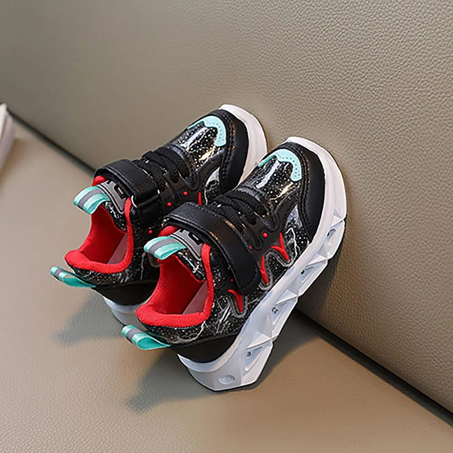 Children's Sneakers LED Charged Breathable Soft Sole Strap Collision Color Toddler Shoes Unisex Sneakers Shoes