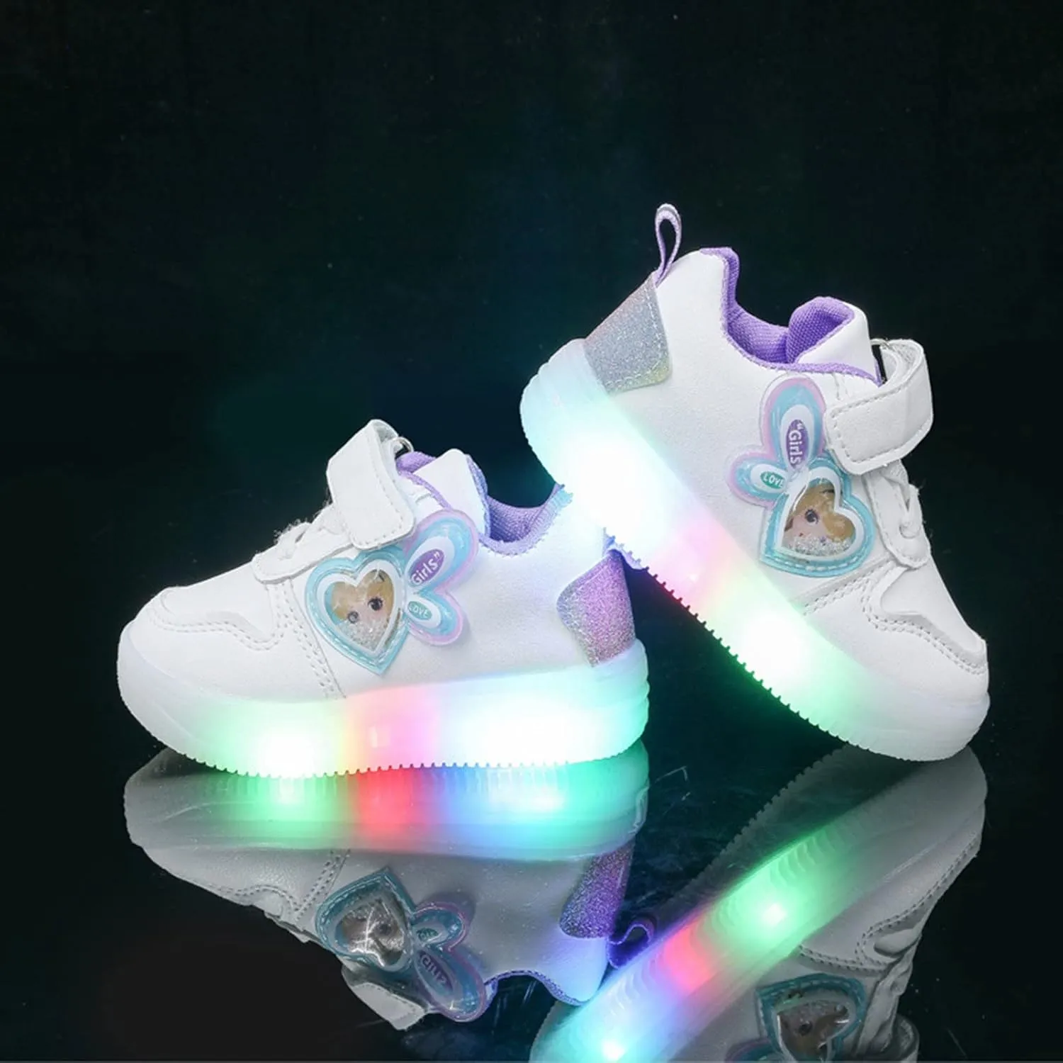 Children's Sneakers LED Charged Breathable Soft Sole Strap Collision Color Toddler Shoes Unisex Sneakers Shoes