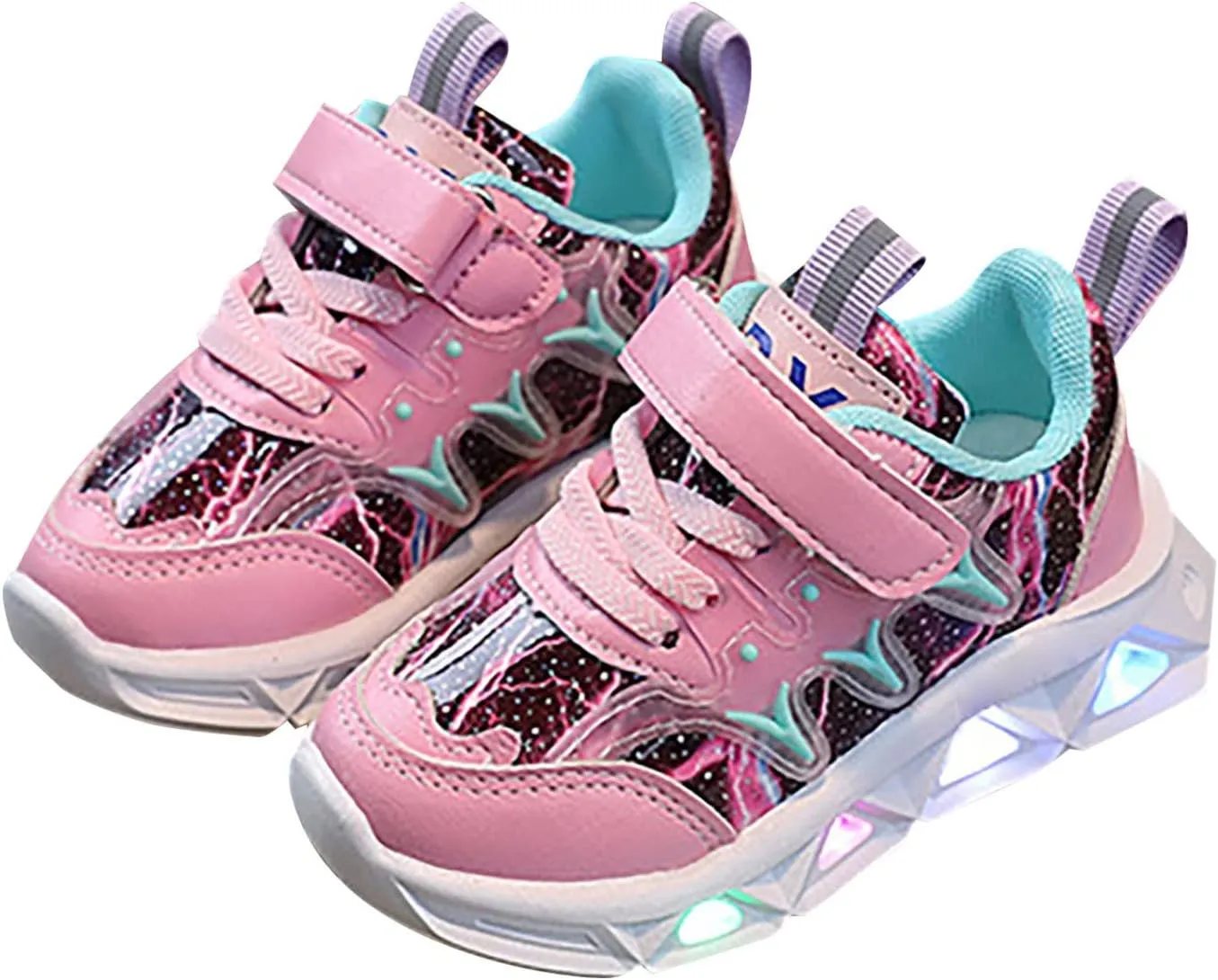 Children's Sneakers LED Charged Breathable Soft Sole Strap Collision Color Toddler Shoes Unisex Sneakers Shoes