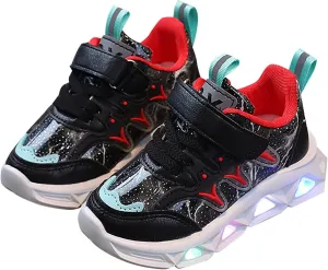 Children's Sneakers LED Charged Breathable Soft Sole Strap Collision Color Toddler Shoes Unisex Sneakers Shoes