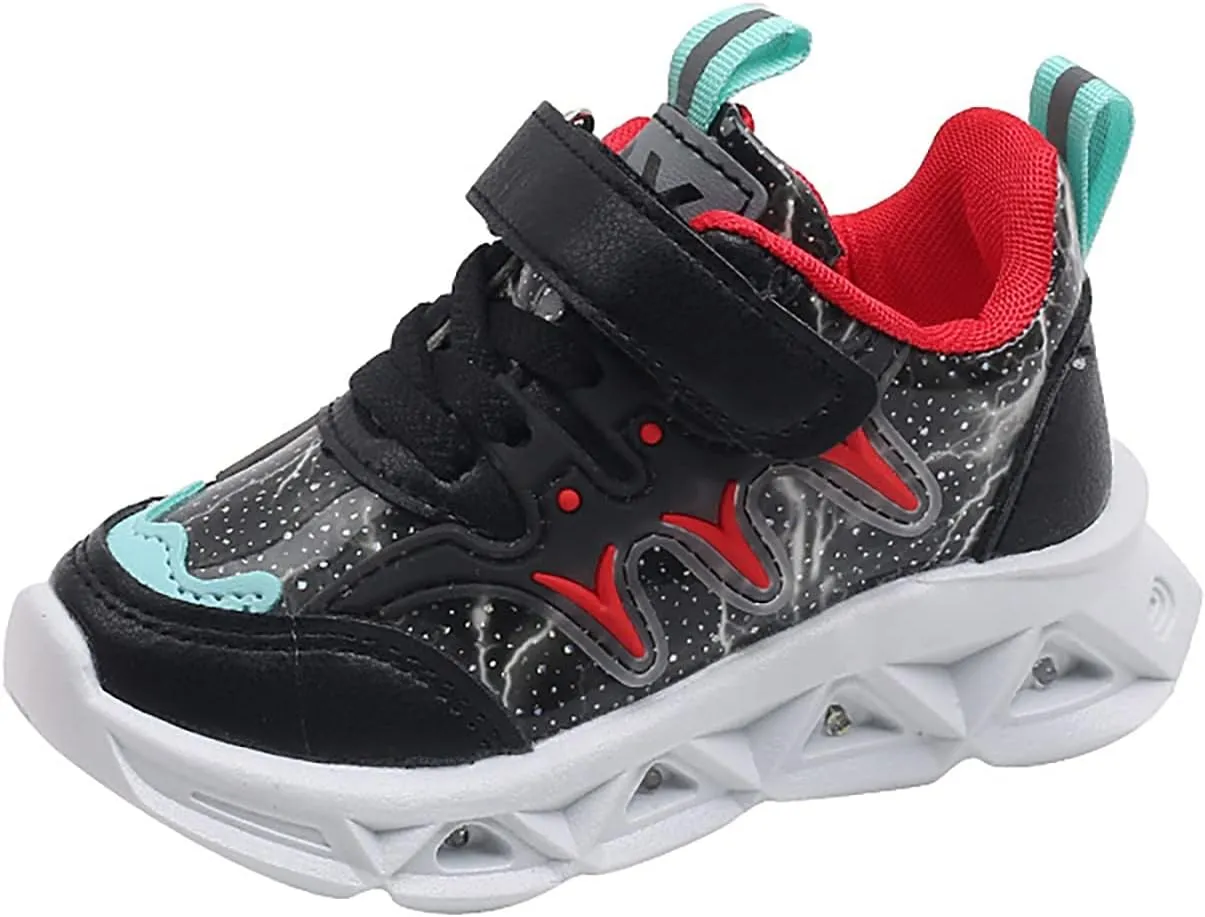 Children's Sneakers LED Charged Breathable Soft Sole Strap Collision Color Toddler Shoes Unisex Sneakers Shoes