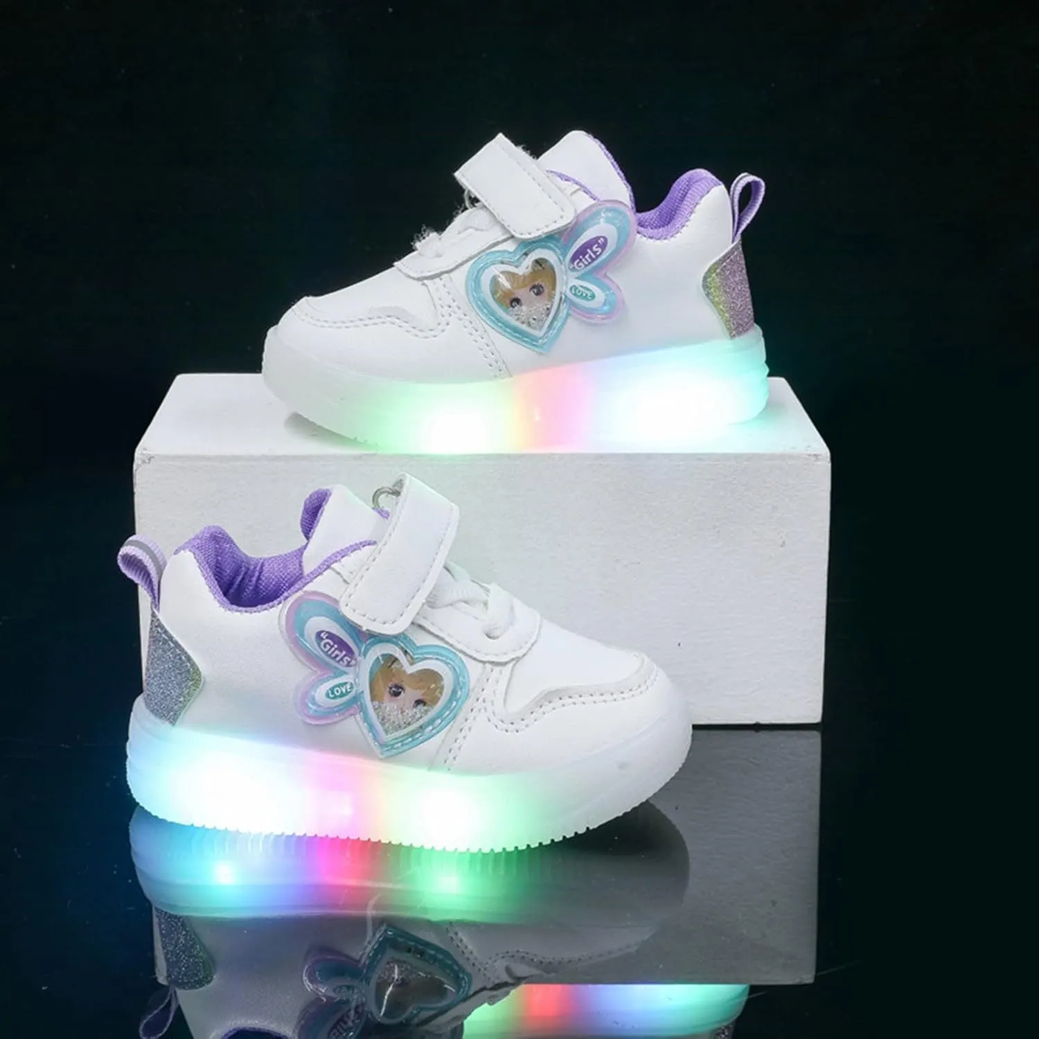 Children's Sneakers LED Charged Breathable Soft Sole Strap Collision Color Toddler Shoes Unisex Sneakers Shoes